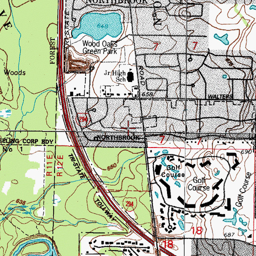 Topographic Map of Ridgeland, IL