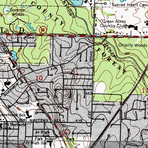 Topographic Map of Northbrook Heights, IL