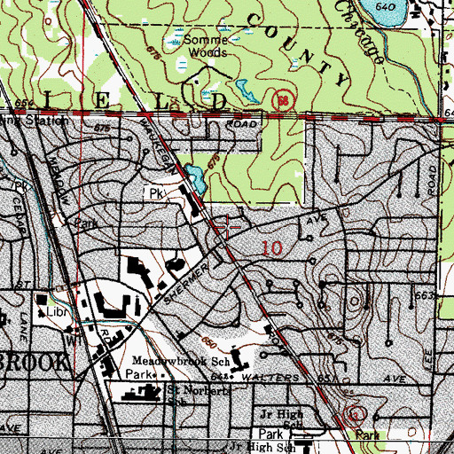 Topographic Map of Shermer Square, IL