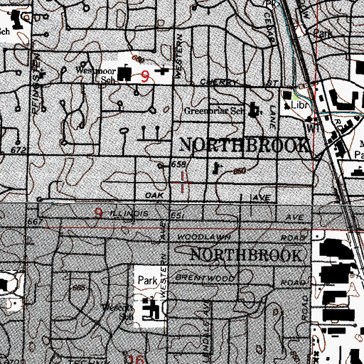 Topographic Map of Rugen Subdivision, IL