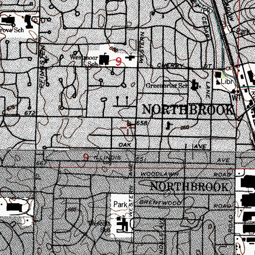 Topographic Map of Old Colony Court, IL