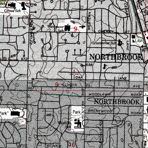 Topographic Map of Greenbriar Highlands, IL