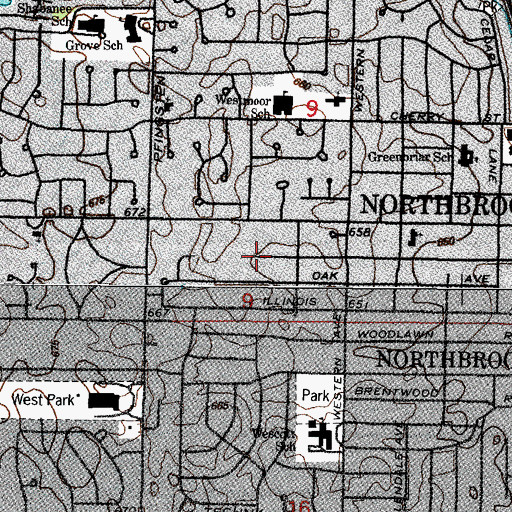 Topographic Map of Maple Ridge, IL