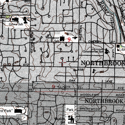 Topographic Map of Brookside Estates, IL
