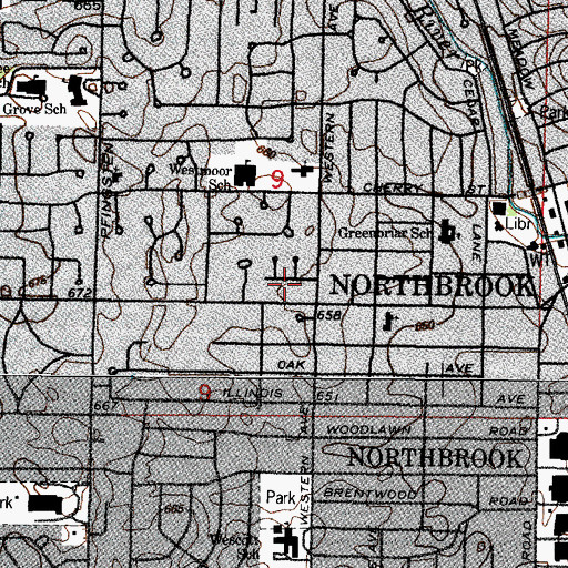 Topographic Map of Northbrook Gardens, IL