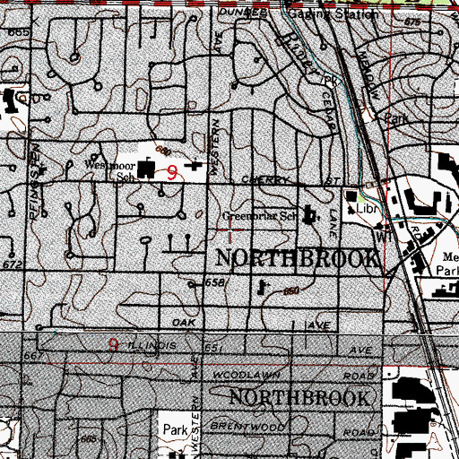 Topographic Map of Northfield Acres, IL