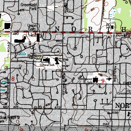 Topographic Map of Grace Manor, IL