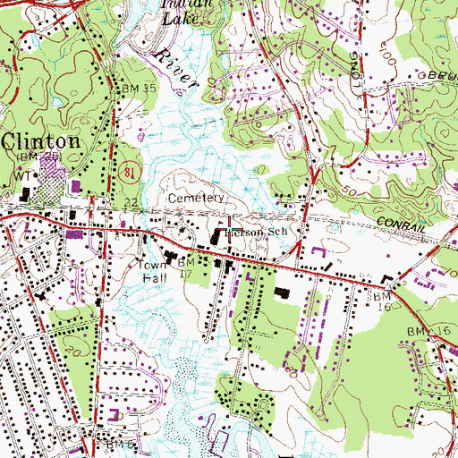 Topographic Map of Abraham Pierson School, CT