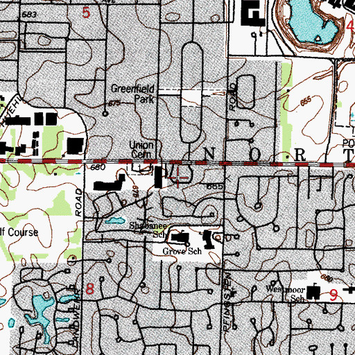 Topographic Map of Kinchester Lane Subdivision, IL