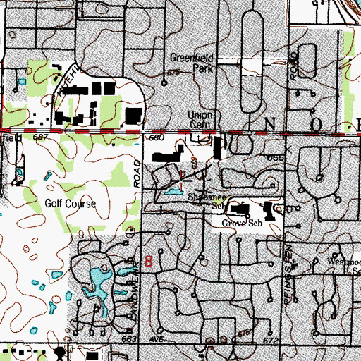 Topographic Map of Pheasant Creek, IL