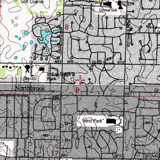 Topographic Map of Ville Du Parc, IL