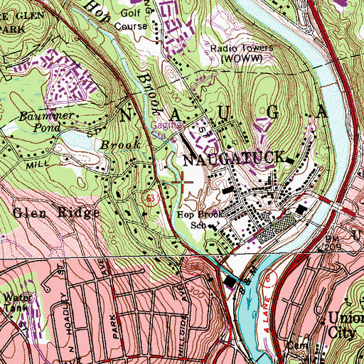 Topographic Map of Pigeon Brook, CT