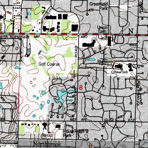 Topographic Map of Sportmans Cove, IL