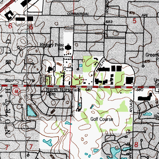Topographic Map of Bradless Subdivision, IL