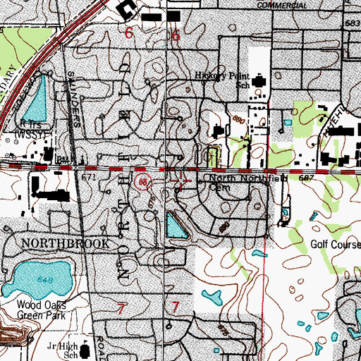 Topographic Map of Evergreen Subdivision, IL