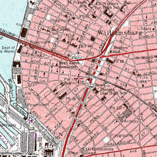 Topographic Map of Jonathan Williams Houses, NY