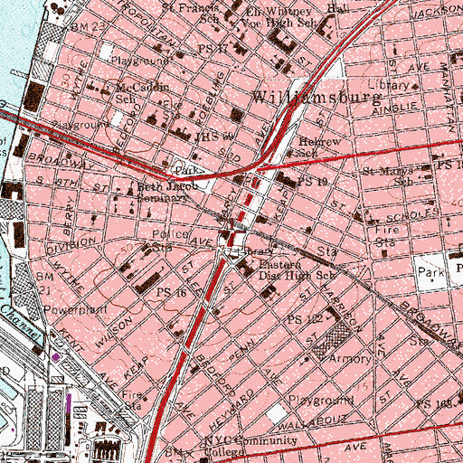 Topographic Map of Eastern District YMCA, NY