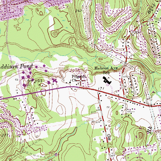 Topographic Map of Pilgrim Church, CT