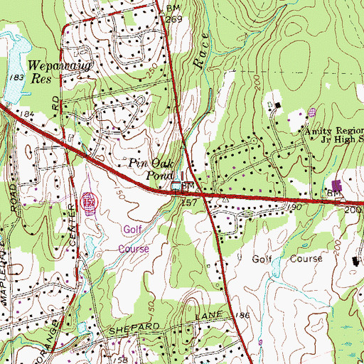 Topographic Map of Pin Oak Pond, CT