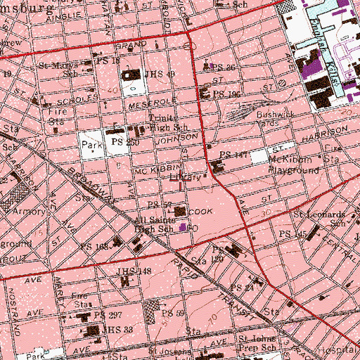 Topographic Map of New York Hook And Ladder Company Number 108 (historical), NY