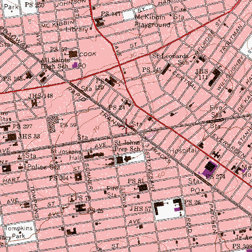 Topographic Map of Broadway Theatre (historical), NY