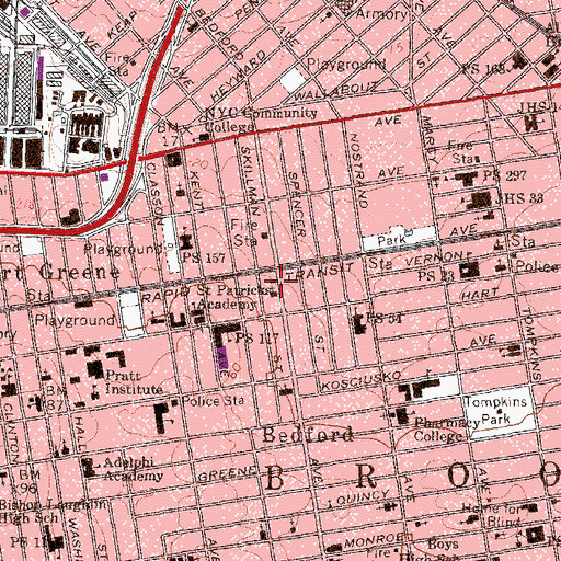 Topographic Map of New York Hook and Ladder Company Number 102 (historical), NY