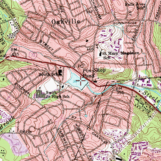 Topographic Map of Pin Shop Pond, CT