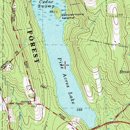 Topographic Map of Pine Acres Lake, CT