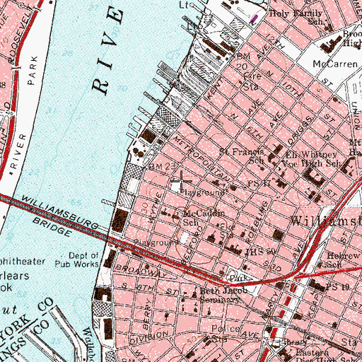 Topographic Map of De Diego Playground, NY