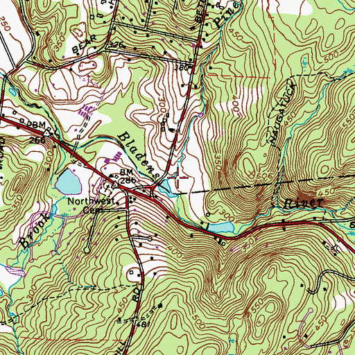 Topographic Map of Pine Brook, CT