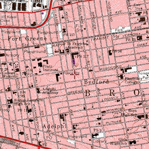 Topographic Map of Lafayette Houses, NY