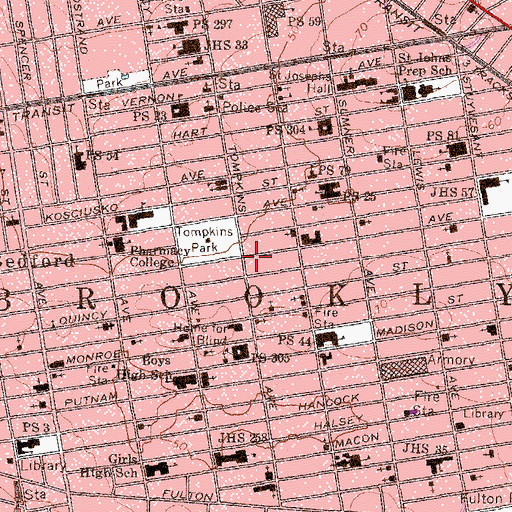 Topographic Map of New York Police Department 79th Precinct Station, NY