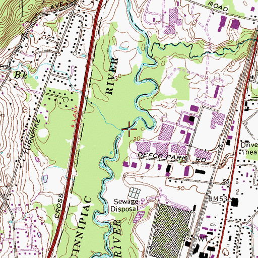 Topographic Map of Pine Brook, CT