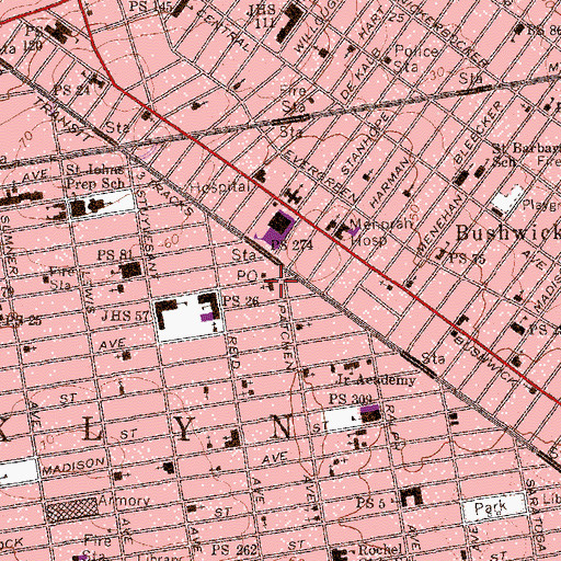 Topographic Map of Central Baptist Church, NY