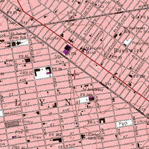Topographic Map of Congregation Bnai Jacob Joseph of Brooklyn, NY