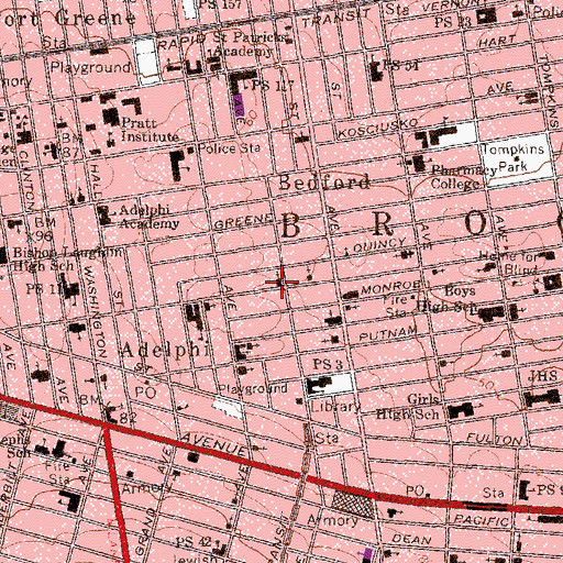 Topographic Map of Evening Star Baptist Church, NY