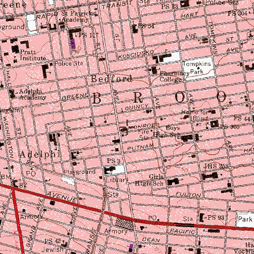 Topographic Map of Bedford Branch YMCA, NY
