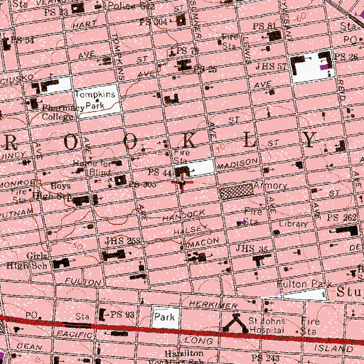 Topographic Map of Bedford District Health Center, NY