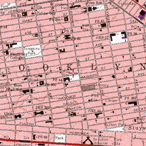 Topographic Map of Medgar Evers Houses, NY