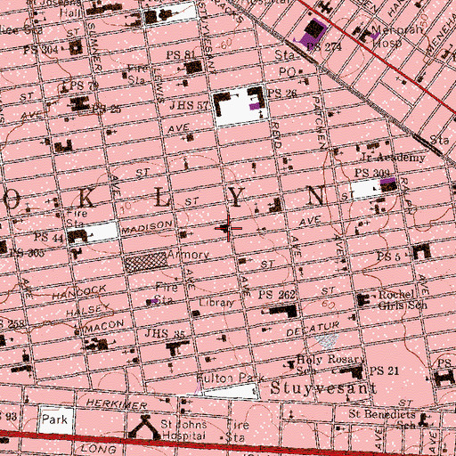 Topographic Map of Peoples Institutional Methodist Community Church, NY