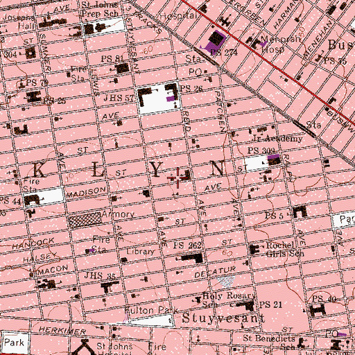Topographic Map of Kingdom Hall of Jehovah's Witnesses, NY