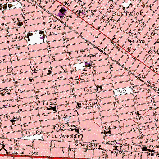 Topographic Map of Saints Stephen And Martin Episcopal Church, NY