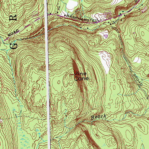 Topographic Map of Pine Cone, CT