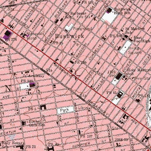 Topographic Map of Kingdom Hall of Jehovahs Witnesses, NY