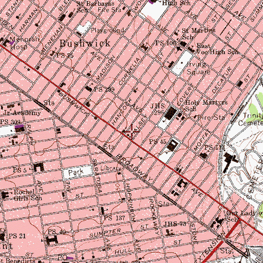 Topographic Map of Grace Lutheran Church, NY