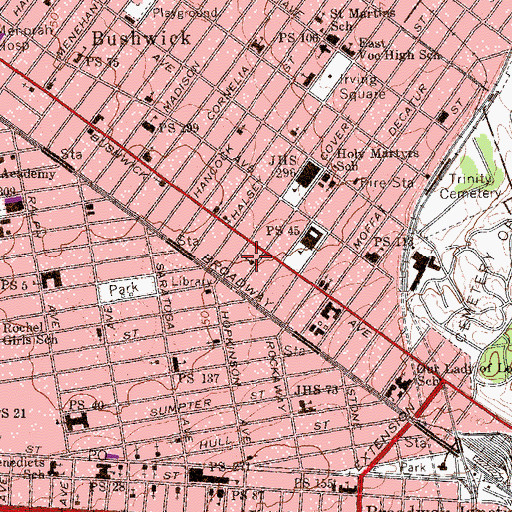 Topographic Map of English Lutheran Church of Our Savior, NY