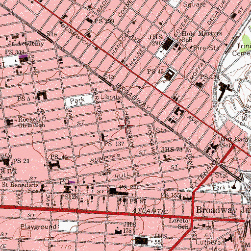Topographic Map of Mount Olive Seventh Day Adventist Church, NY