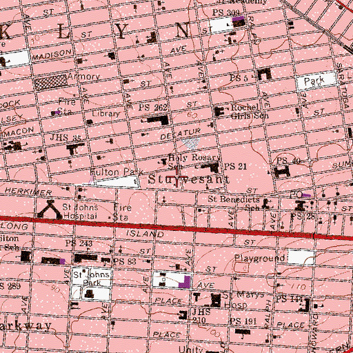 Topographic Map of Fulton Park Plaza, NY