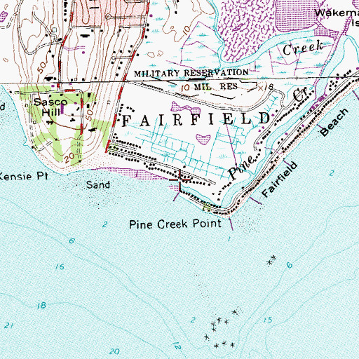 Topographic Map of Pine Creek, CT
