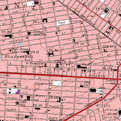 Topographic Map of Stuyvesant Station Brooklyn Post Office, NY